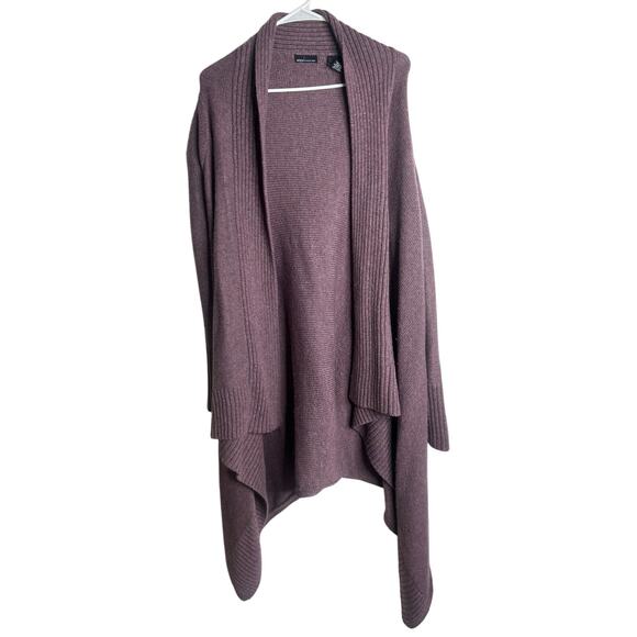 Moda International Purple Long Lined Waterfall Openfront Cardigan Size M Wool - Picture 1 of 7